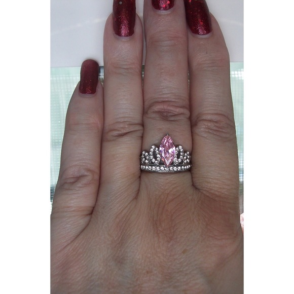 STAINLESS STEEL AAA CZ Princess Crown Tiara Ring - Picture 2 of 8